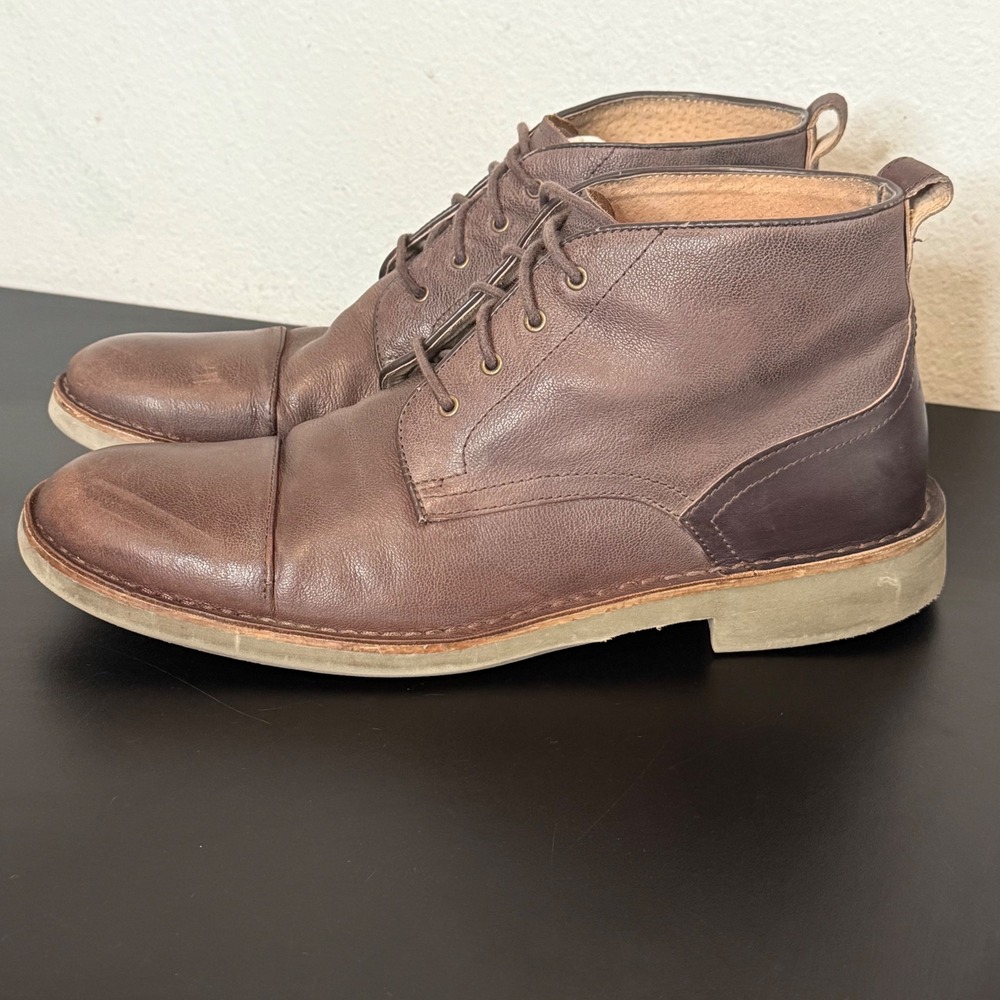 John Varvatos USA Cap Toe Boots Mens 11.5 Brown Leather Lace Up F226/R4B A311B